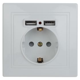 1-410-01 Intro Розетка+USB, IP20, СУ, Plano, белый (10/100/2000) ‎/ Б0043247