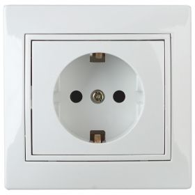 1А-206-01 Intro Розетка 2P+E Schuko со шторками, 16А-250В, СУ, Al+Cu, Plano, белый (10/200/2000) ‎/ Б0038595