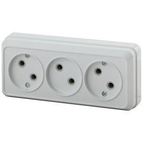 2-205-01 Intro Розетка 3х2P, 16А-250В, IP20, ОУ, Quadro, белый (10/200/1800) ‎/ Б0036141