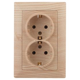 4-205-11 Intro Розетка 2X2P+E Schuko, 16А-250В, СУ, Solo, сосна (10/100/1400) ‎/ Б0043339