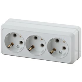 2-206-01 Intro Розетка 3х2P+E, 16А-250В, IP20, ОУ, Quadro, белый (7/140/1680) ‎/ Б0036145