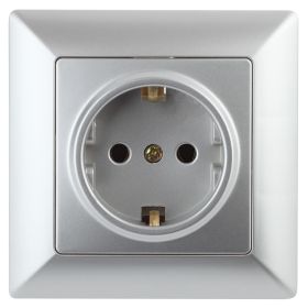 4-202-03 Intro Розетка 2P+E Schuko, 16А-250В, СУ, Solo, алюминий (10/200/2400) ‎/ Б0043314