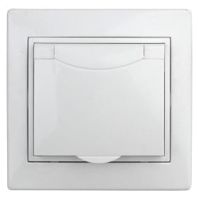 1А-207-01 Intro Розетка 2P+E Schuko с крышкой штор., 16А-250В, СУ, Al+Cu, Plano, белый (10/100/2500) ‎/ Б0038596