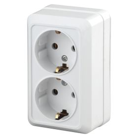 2Э-204-01 Intro Розетка 2х2P+E Schuko, 16А-250В, ОУ, б.м.п., Quadro, белый (10/100/1400) ‎/ Б0038842