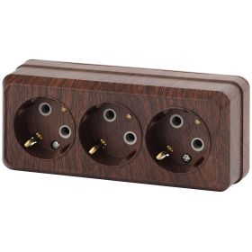 2-206-10 Intro Розетка 3х2P+E, 16А-250В, IP20, ОУ, Quadro, венге (7/140/1680) ‎/ Б0036147