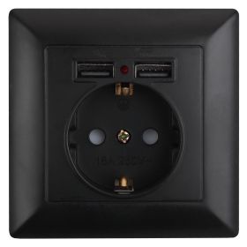 4-410-05 Intro Розетка P+E Schuko со шторками, 16А-250В + 2хUSB, СУ, Solo, антрацит (10/100/2500) ‎/ Б0043407